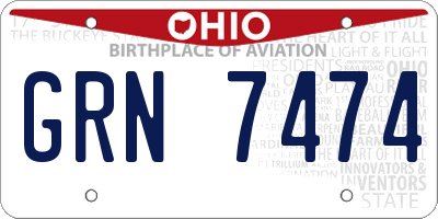 OH license plate GRN7474