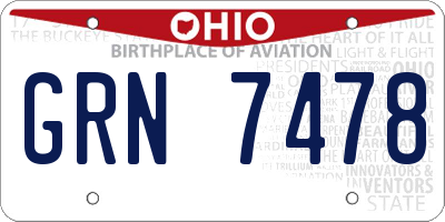 OH license plate GRN7478
