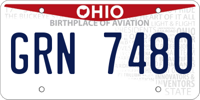 OH license plate GRN7480