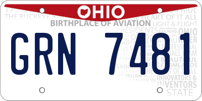 OH license plate GRN7481