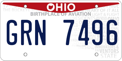 OH license plate GRN7496