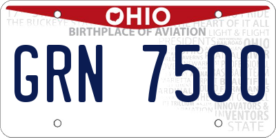 OH license plate GRN7500