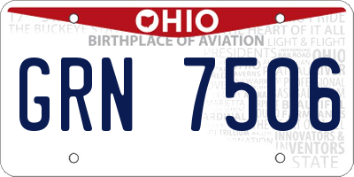 OH license plate GRN7506