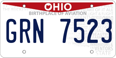 OH license plate GRN7523