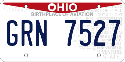 OH license plate GRN7527