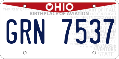 OH license plate GRN7537