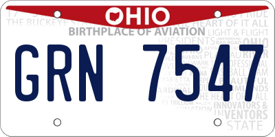 OH license plate GRN7547