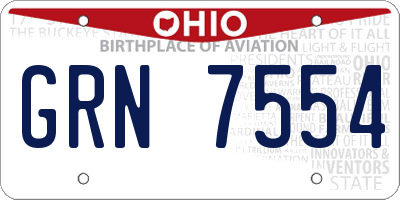 OH license plate GRN7554