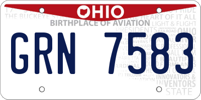 OH license plate GRN7583