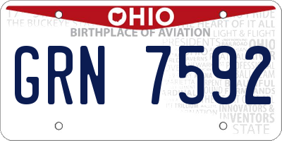OH license plate GRN7592