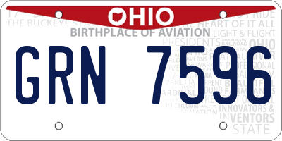 OH license plate GRN7596