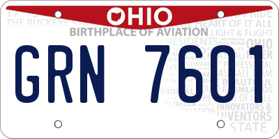 OH license plate GRN7601