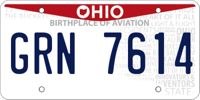 OH license plate GRN7614