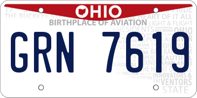 OH license plate GRN7619