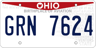 OH license plate GRN7624