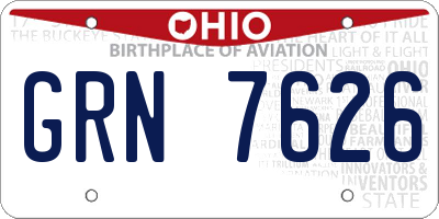 OH license plate GRN7626