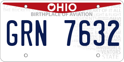 OH license plate GRN7632