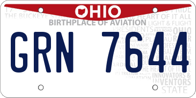 OH license plate GRN7644