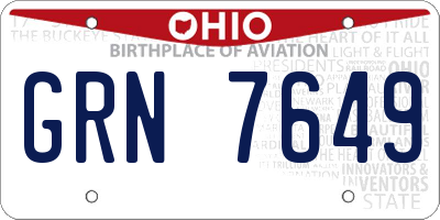 OH license plate GRN7649