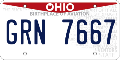OH license plate GRN7667