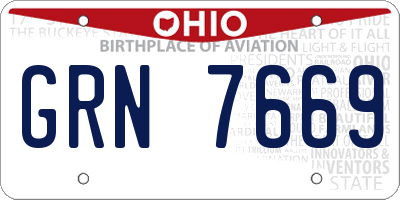 OH license plate GRN7669