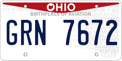 OH license plate GRN7672