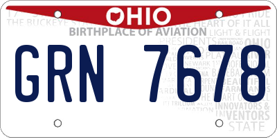 OH license plate GRN7678