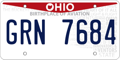 OH license plate GRN7684