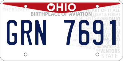 OH license plate GRN7691