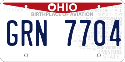 OH license plate GRN7704