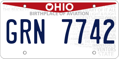 OH license plate GRN7742