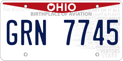 OH license plate GRN7745