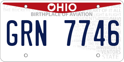 OH license plate GRN7746