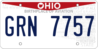 OH license plate GRN7757