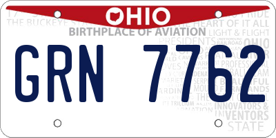 OH license plate GRN7762