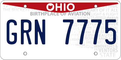 OH license plate GRN7775