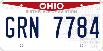 OH license plate GRN7784