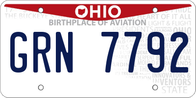 OH license plate GRN7792