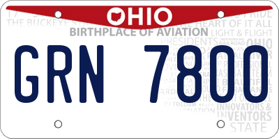 OH license plate GRN7800