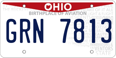 OH license plate GRN7813