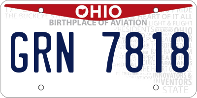 OH license plate GRN7818
