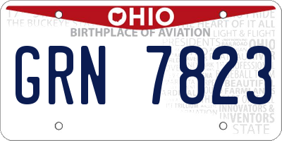 OH license plate GRN7823