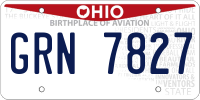 OH license plate GRN7827