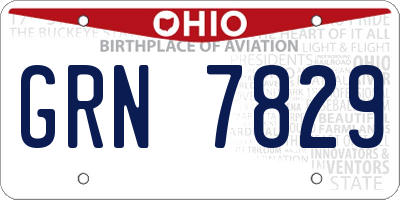 OH license plate GRN7829