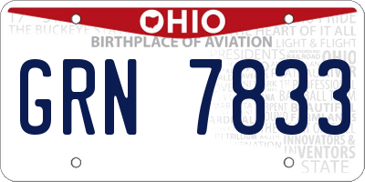 OH license plate GRN7833