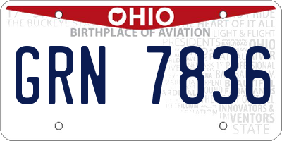 OH license plate GRN7836