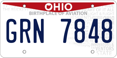 OH license plate GRN7848