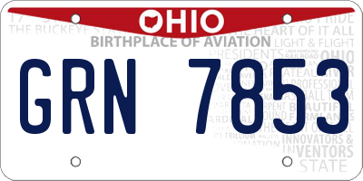 OH license plate GRN7853
