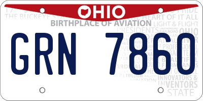 OH license plate GRN7860