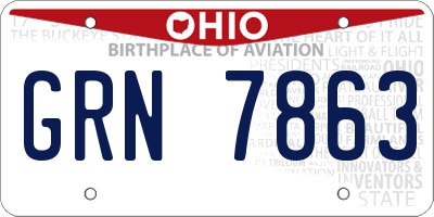 OH license plate GRN7863